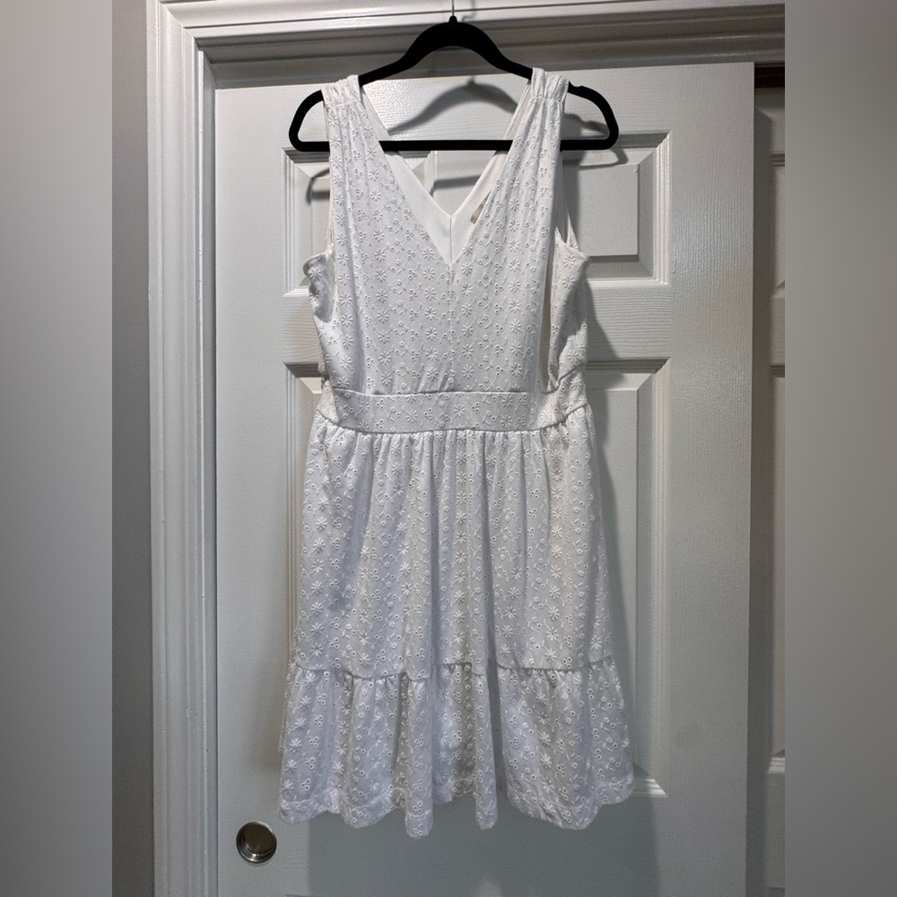 LOFT White Textured Dress eyelet worn once!!!!